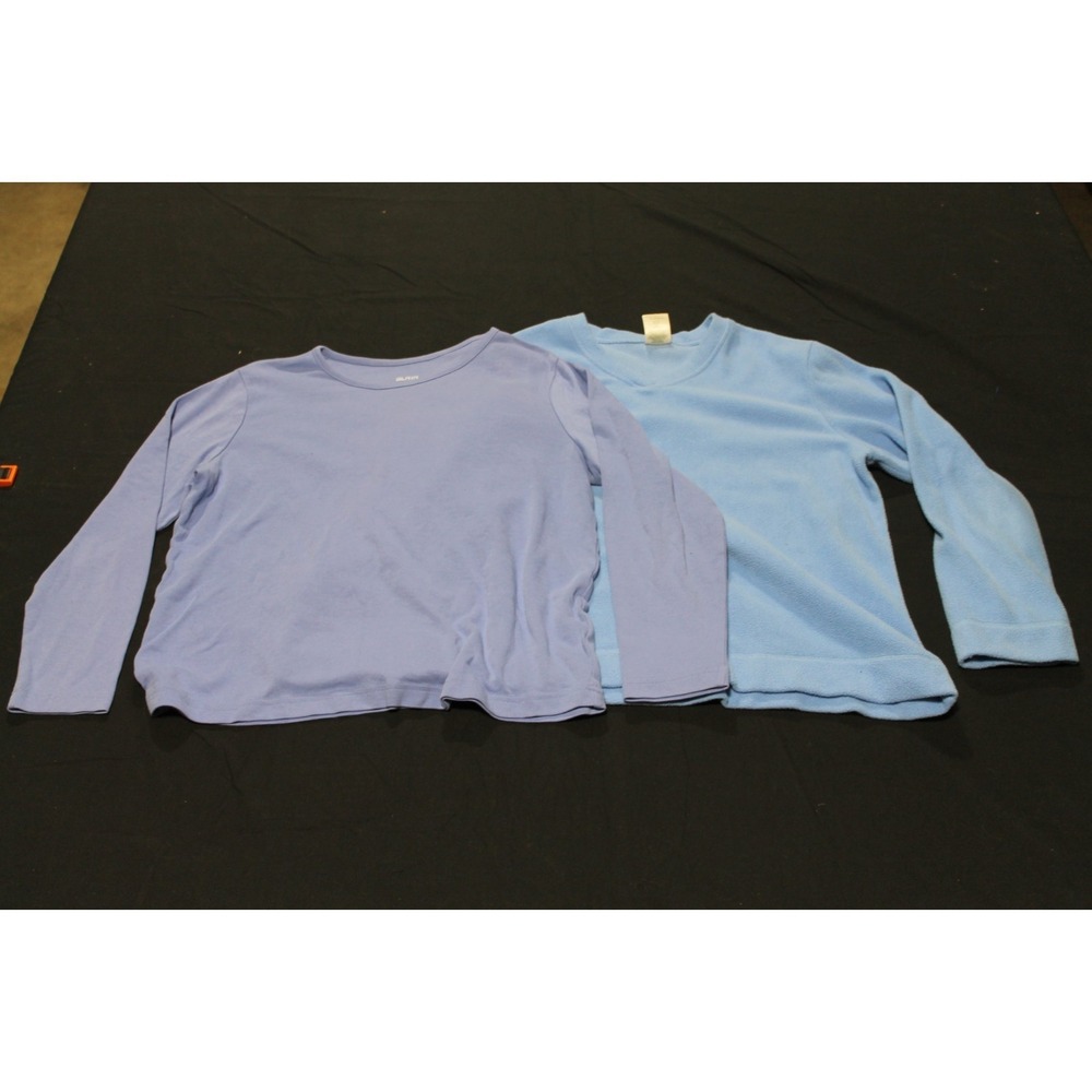 Blair Womens Medium Tops Lot 2 Long Sleeve T Shirt Fleece Pullover Purple Blue